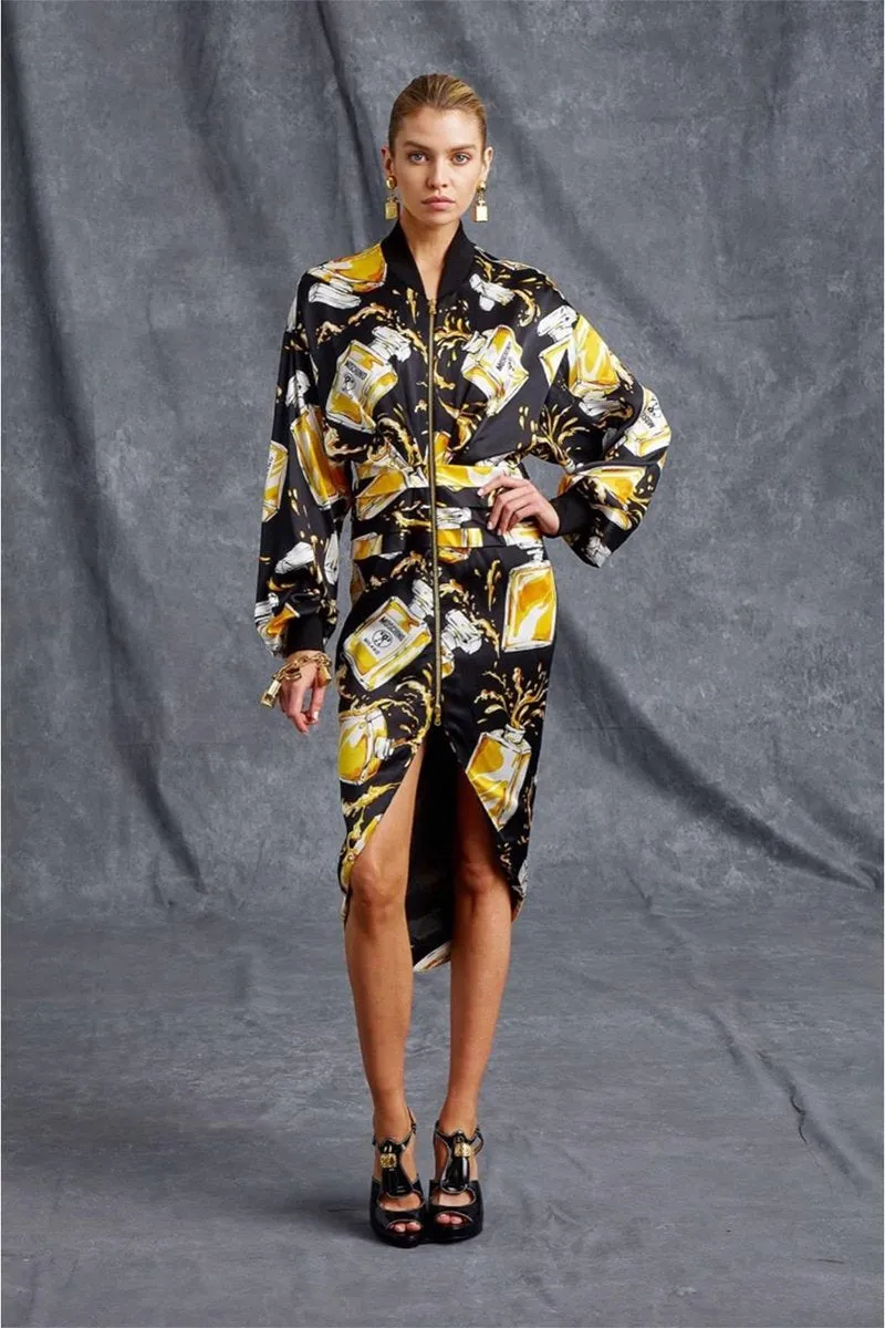 2016 Moschino Couture Deadstock Spilled Perfume Bottle Dress