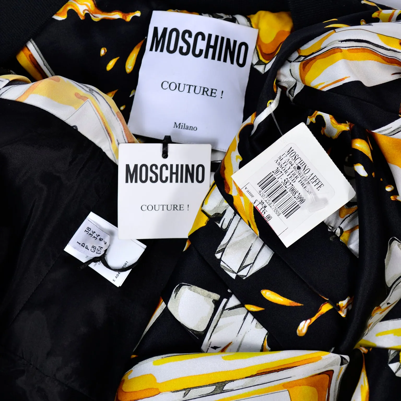 2016 Moschino Couture Deadstock Spilled Perfume Bottle Dress