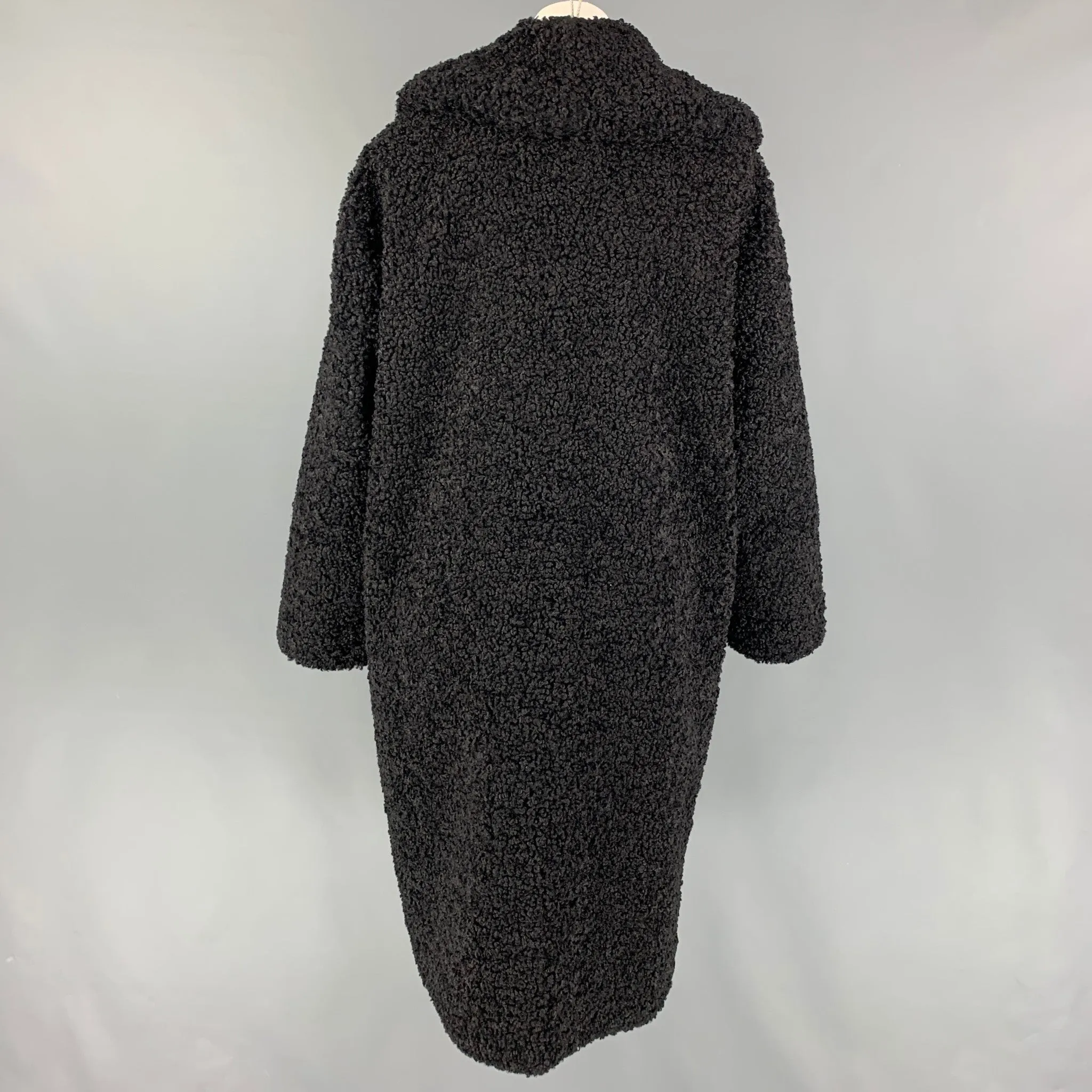 ALICE   OLIVIA Size M Black Textured Polyester Shawl Collar Coat