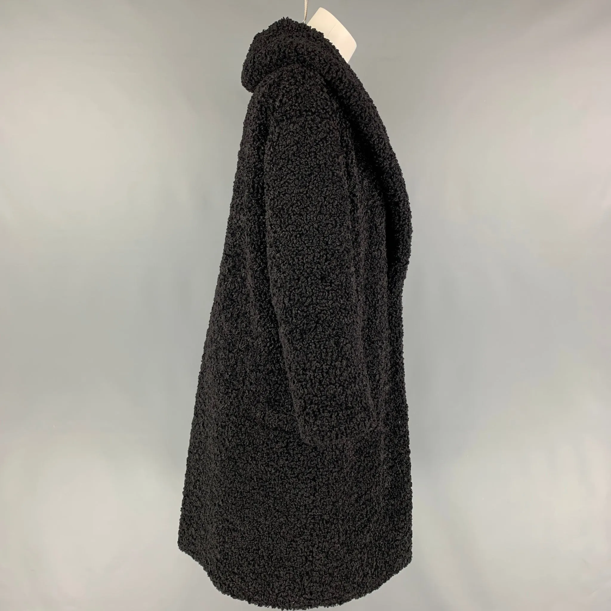 ALICE   OLIVIA Size M Black Textured Polyester Shawl Collar Coat