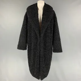 ALICE   OLIVIA Size M Black Textured Polyester Shawl Collar Coat