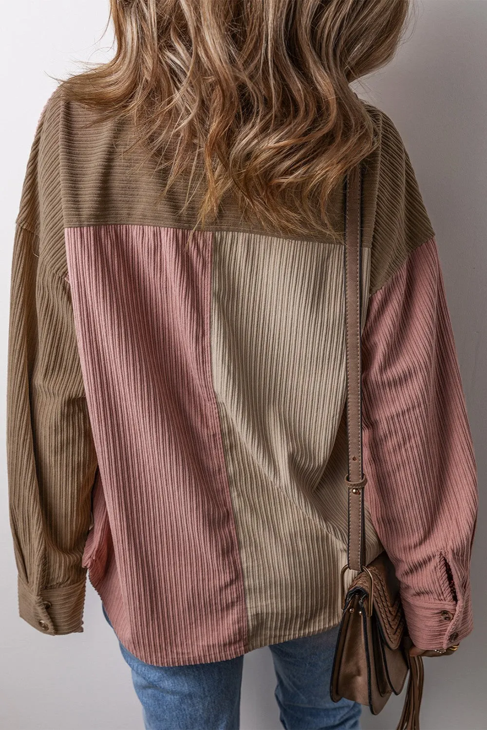 Blue Zone Planet |  Button Up Color Block  Long Sleeve Shacket