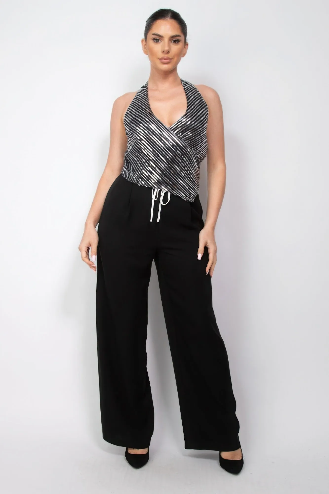 Blue Zone Planet |  Gina's Surplice Halter Sequins Top