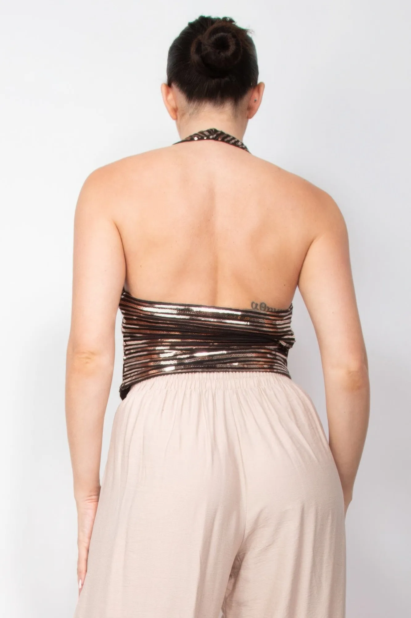 Blue Zone Planet |  Gina's Surplice Halter Sequins Top