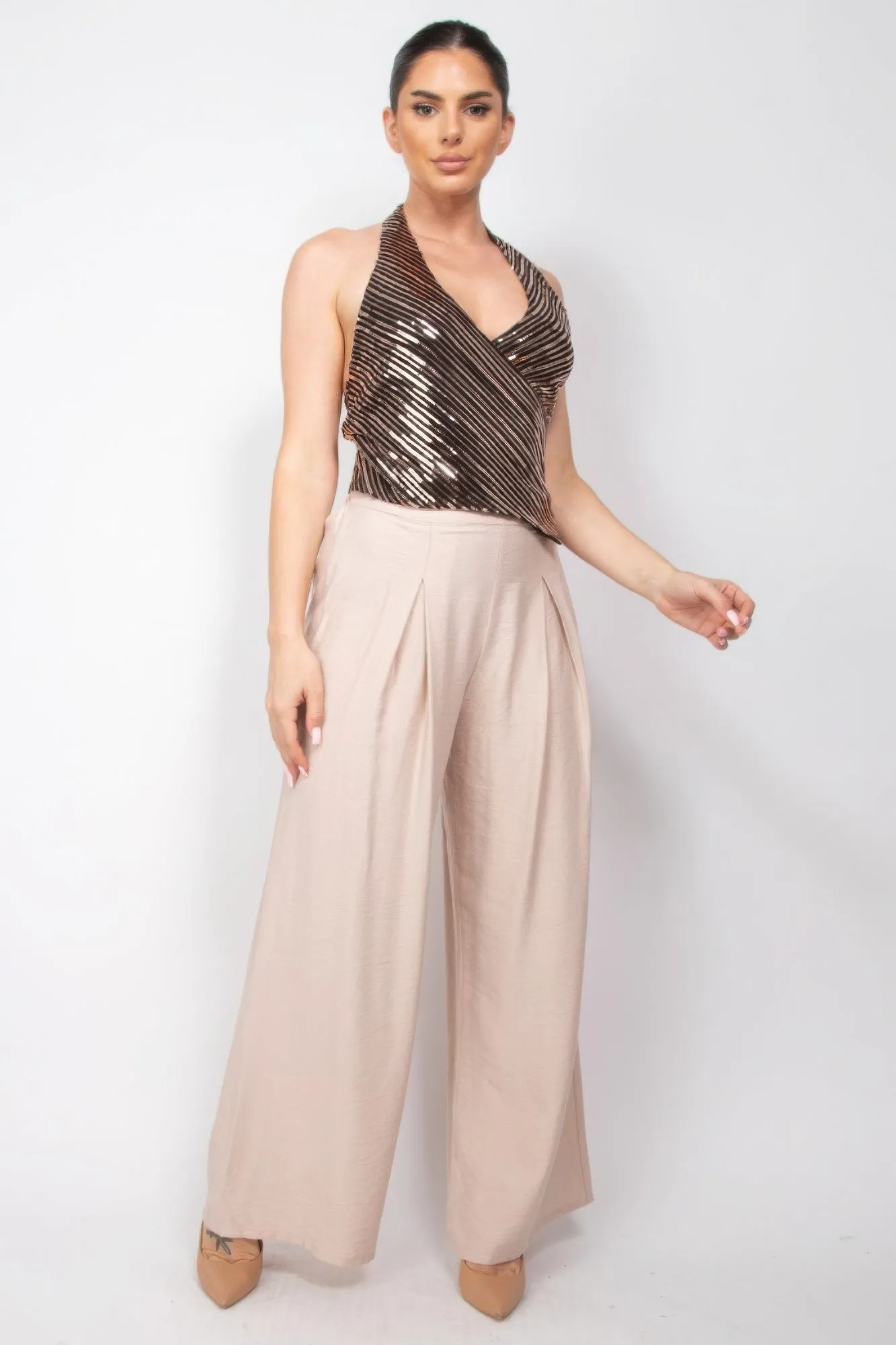Blue Zone Planet |  Gina's Surplice Halter Sequins Top