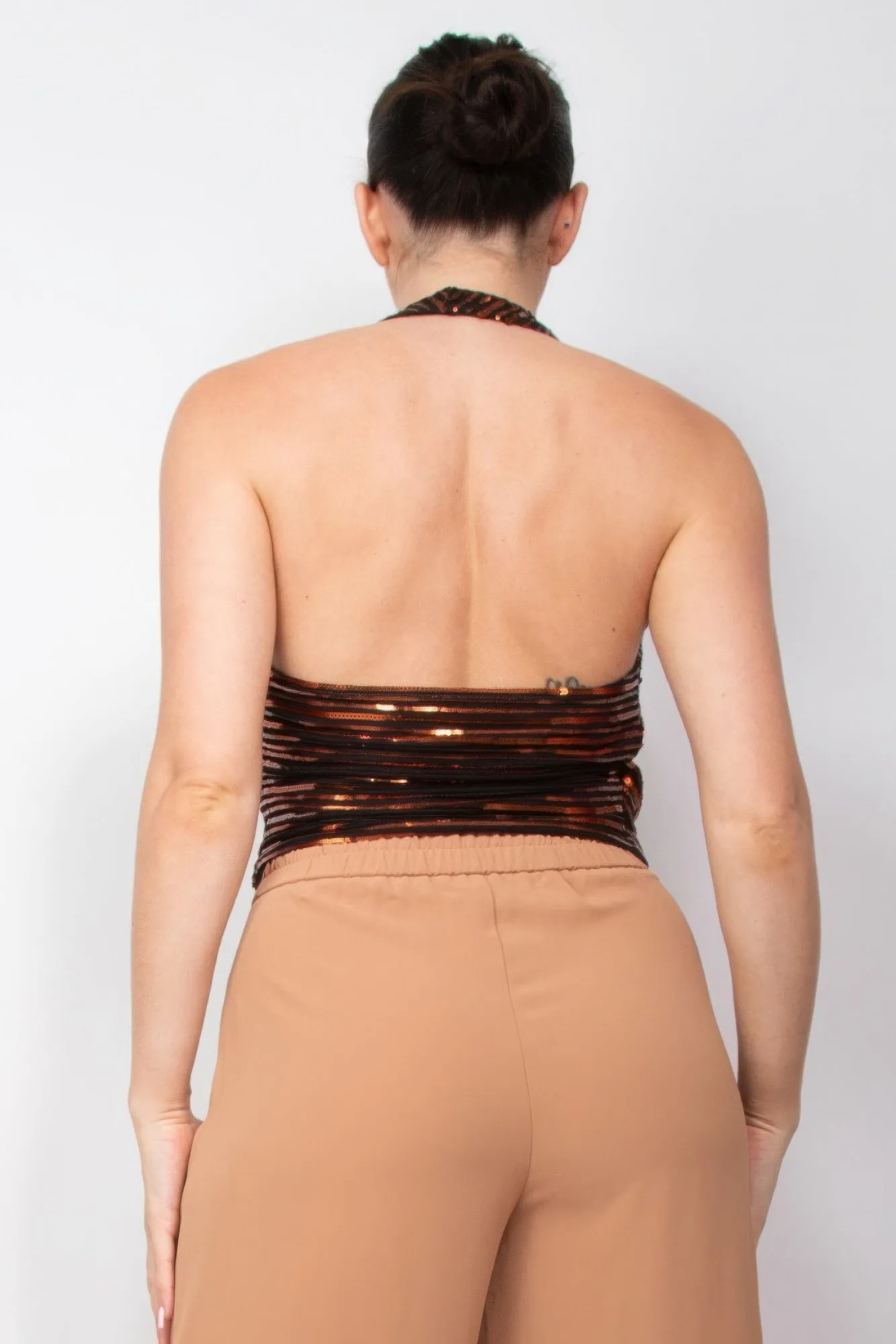 Blue Zone Planet |  Gina's Surplice Halter Sequins Top