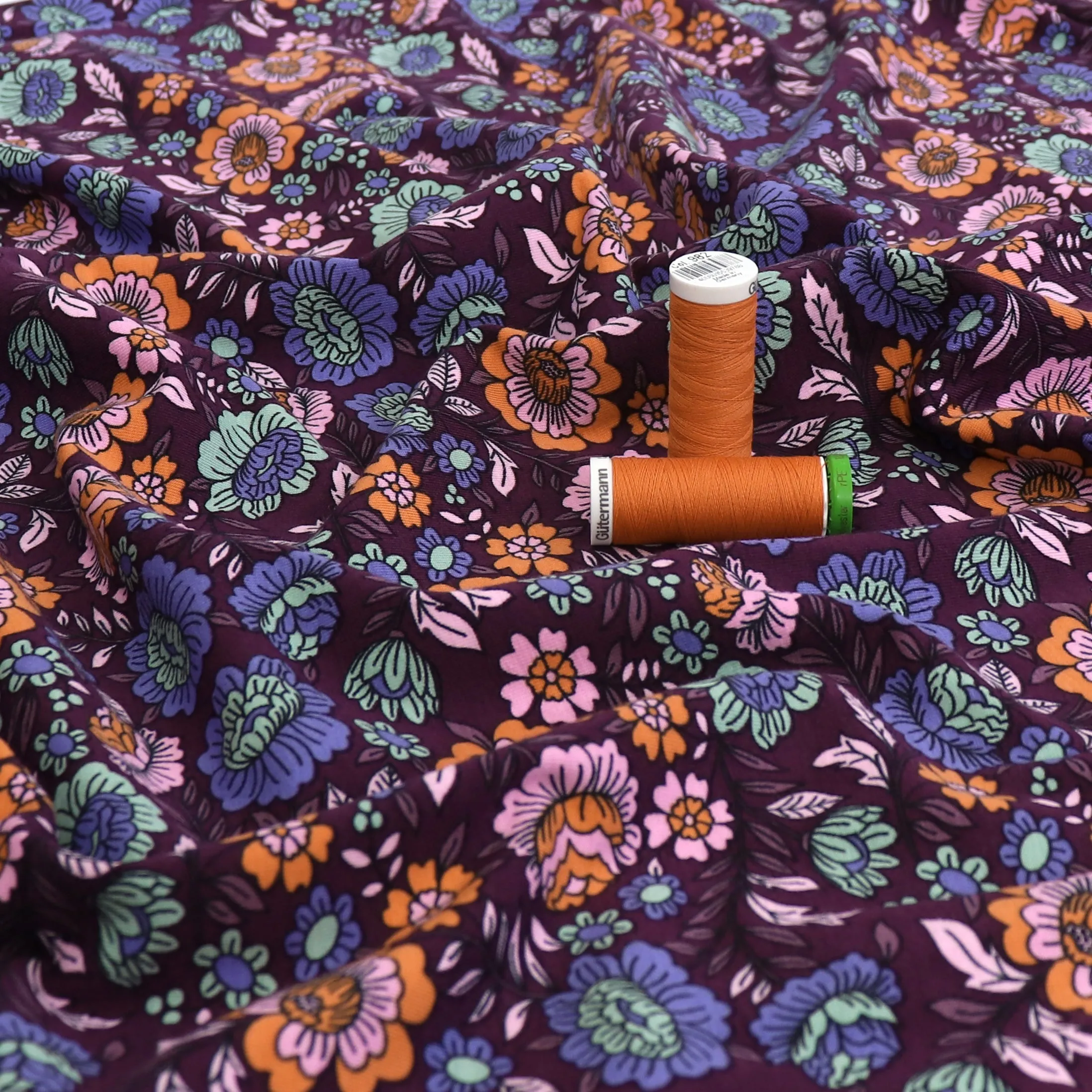 Cotton Jersey - Flower Garden - Purple