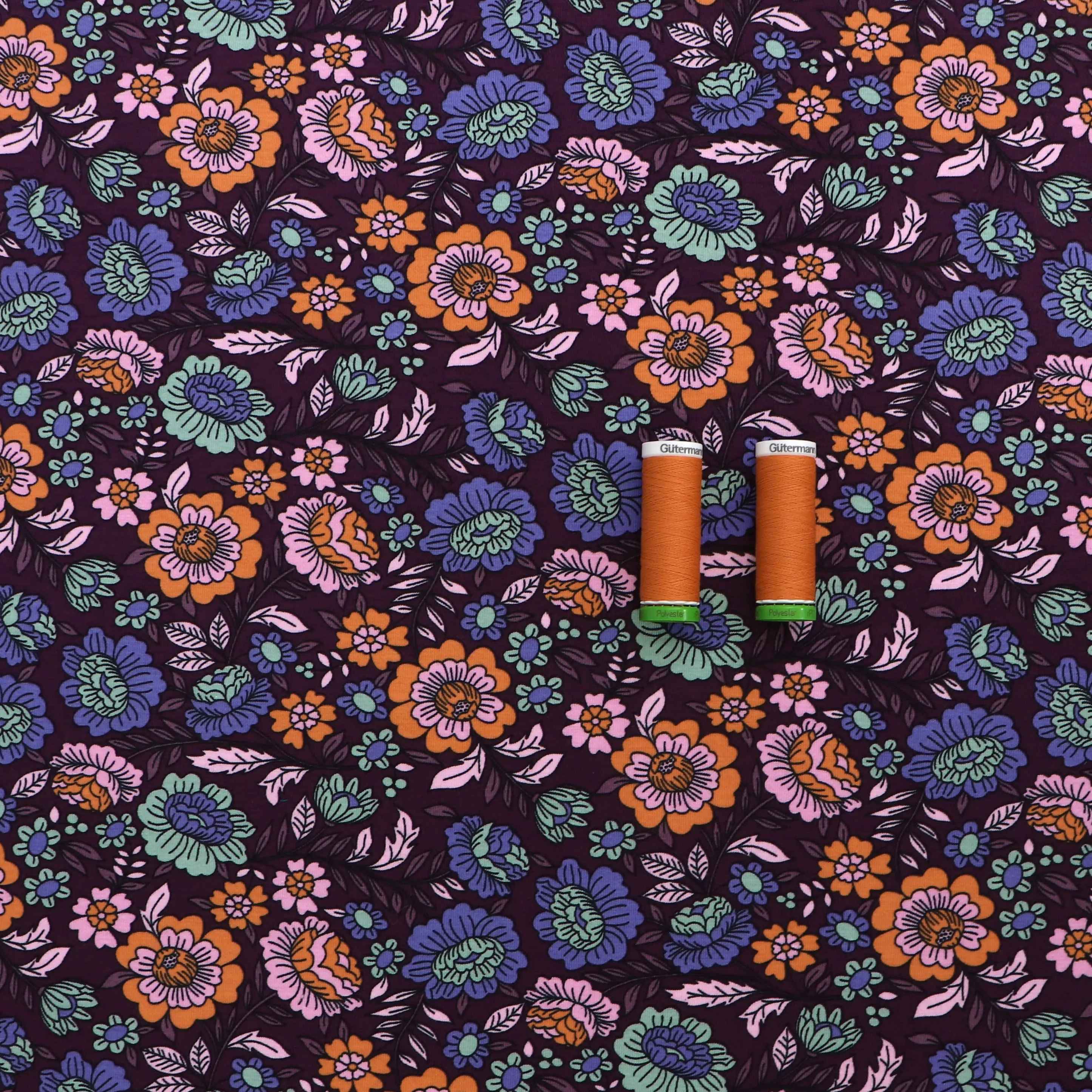 Cotton Jersey - Flower Garden - Purple