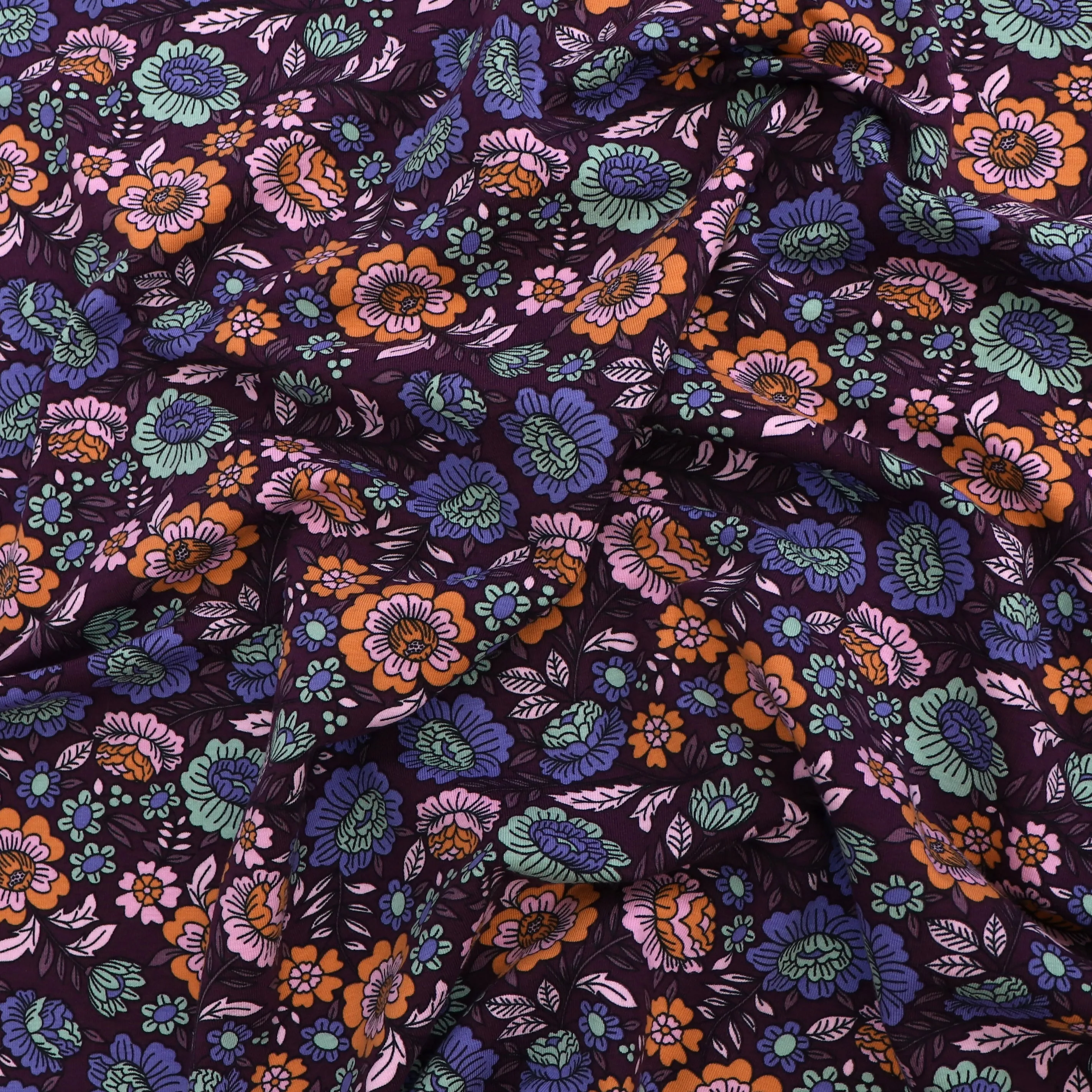 Cotton Jersey - Flower Garden - Purple