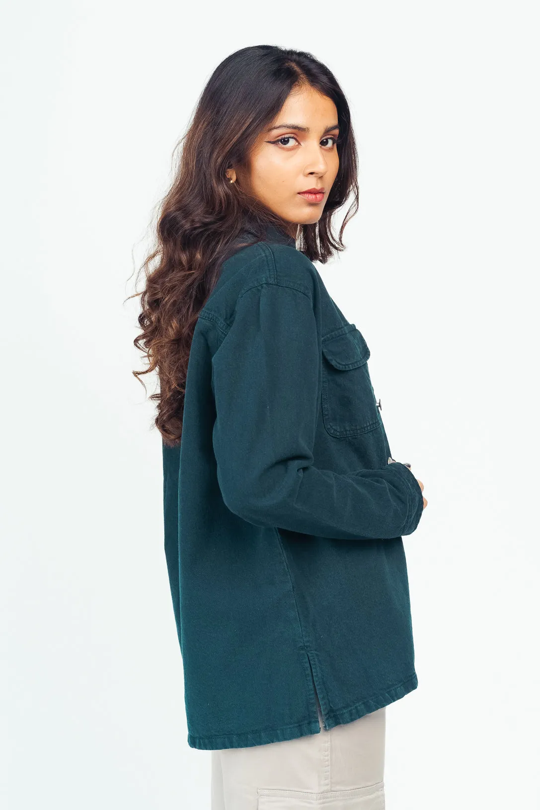 Denim Ef. Dark Teal Shacket