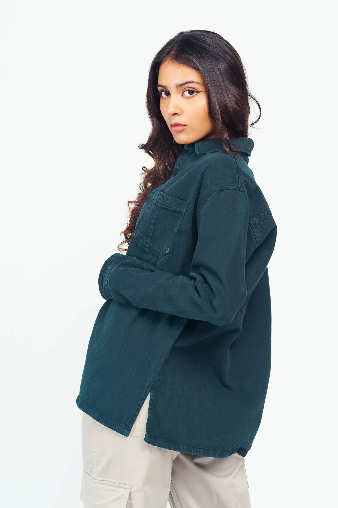 Denim Ef. Dark Teal Shacket