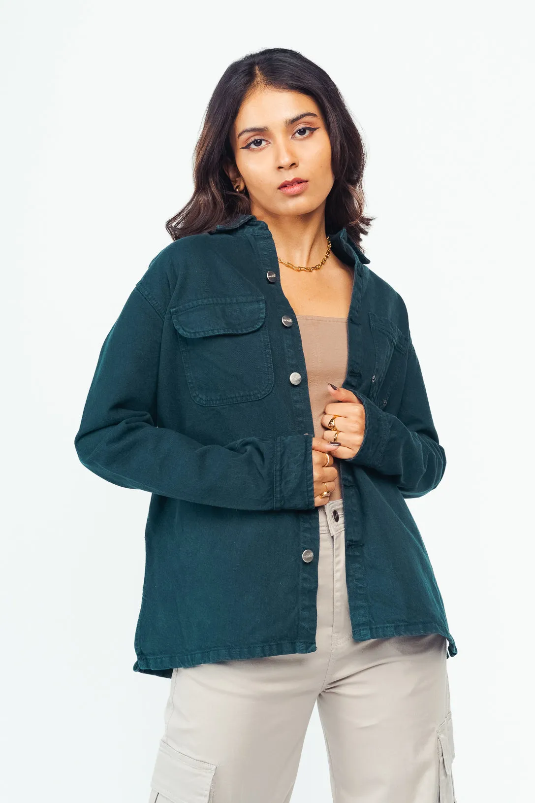 Denim Ef. Dark Teal Shacket