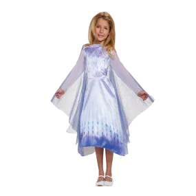Disney Frozen 2 Elsa Snow Queen Girls Dress Cape Costume - Medium (7/8)