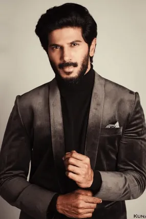 Dulquer Salman In Dark Grey Jacket, Black Polo Neck, Black Trousers