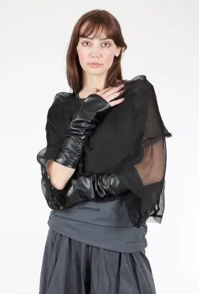 Faux Leather Arm Warmers, Black