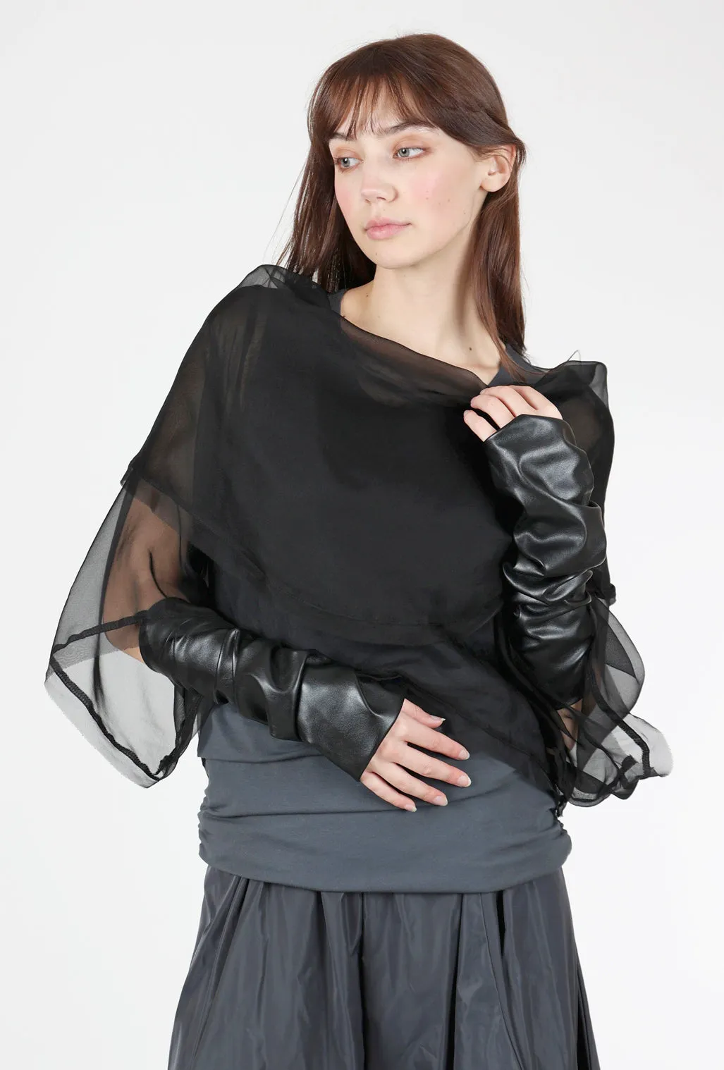 Faux Leather Arm Warmers, Black