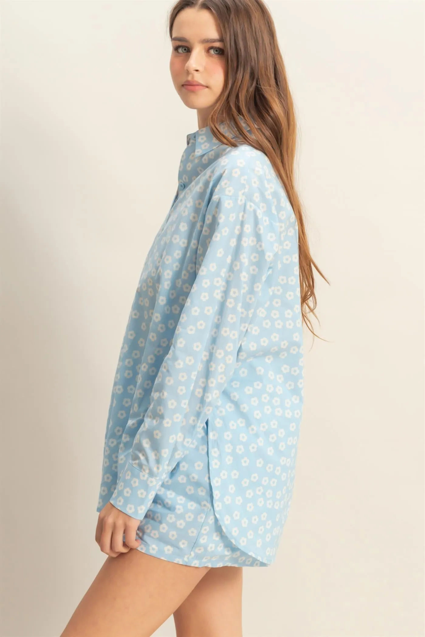 HF25C877-SET-Floral Shirt And Shorts Matching Set