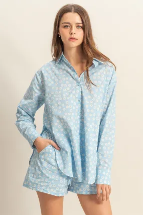 HF25C877-SET-Floral Shirt And Shorts Matching Set