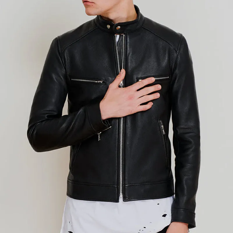 Men Dashing Pitch Black Leather Jacket