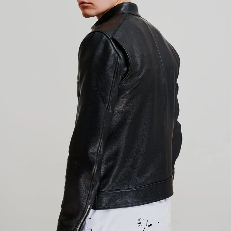 Men Dashing Pitch Black Leather Jacket
