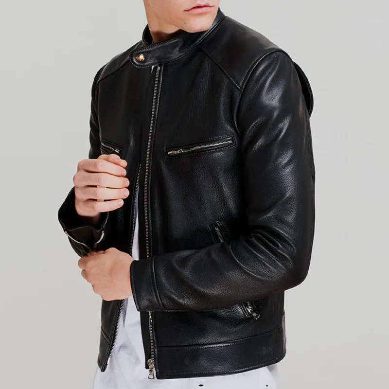 Men Dashing Pitch Black Leather Jacket