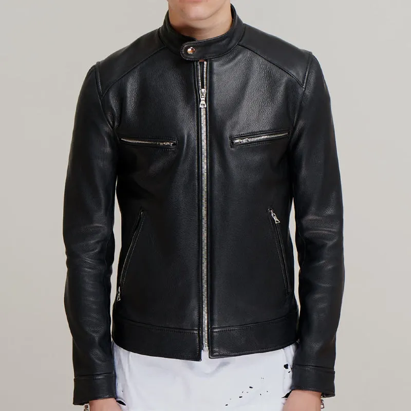 Men Dashing Pitch Black Leather Jacket