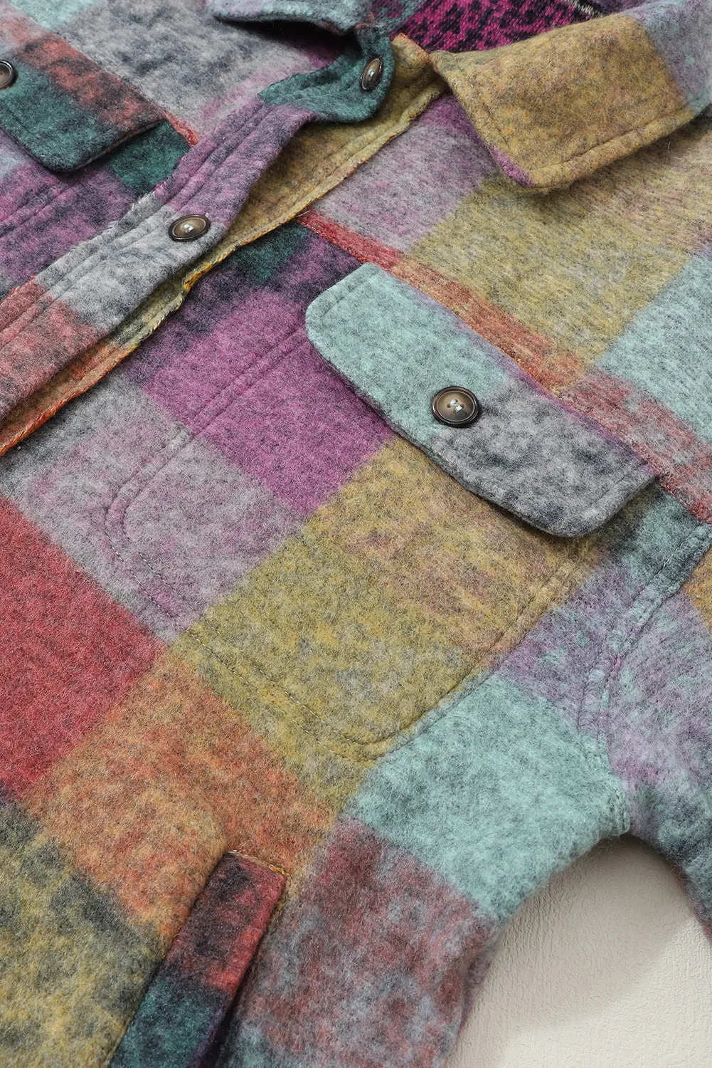 Multicolor Brushed Plaid Plus Size Shacket