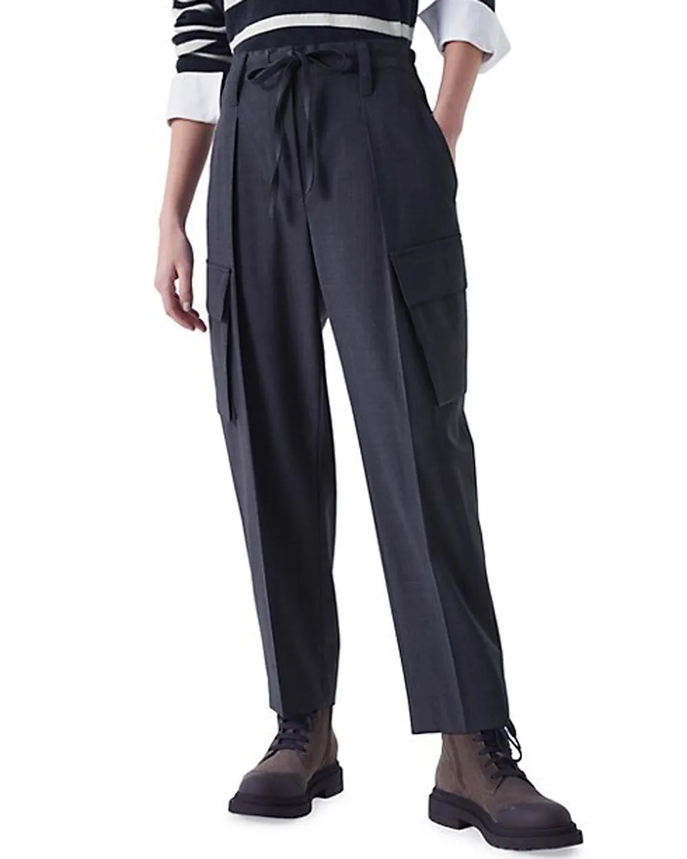 Navy Wool Cargo Pant