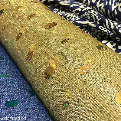 Oval holographic contrasting sequins Knit Fancy dress fabric 58" M151 Mtex