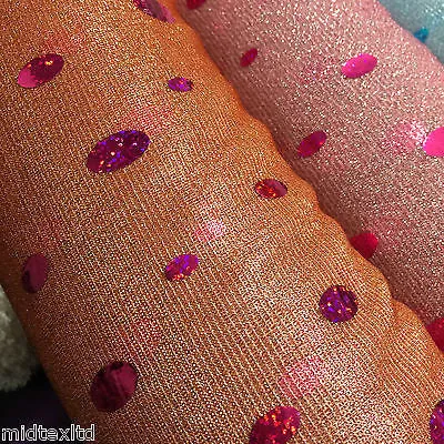 Oval holographic contrasting sequins Knit Fancy dress fabric 58" M151 Mtex
