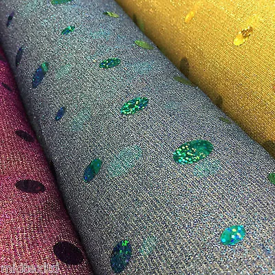 Oval holographic contrasting sequins Knit Fancy dress fabric 58" M151 Mtex