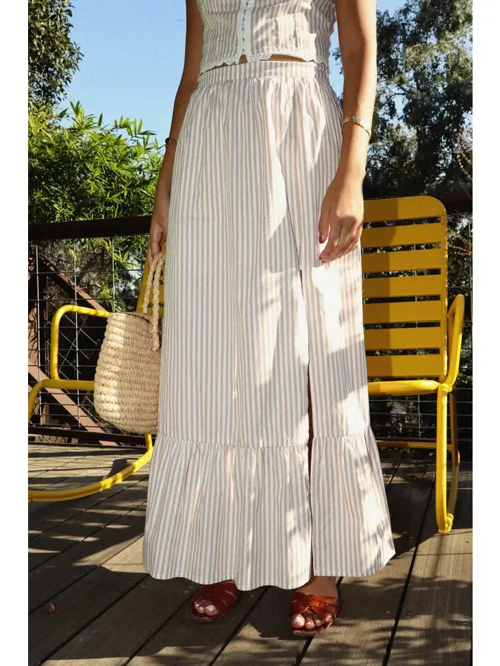 Rose Stripe Skirt • Tan