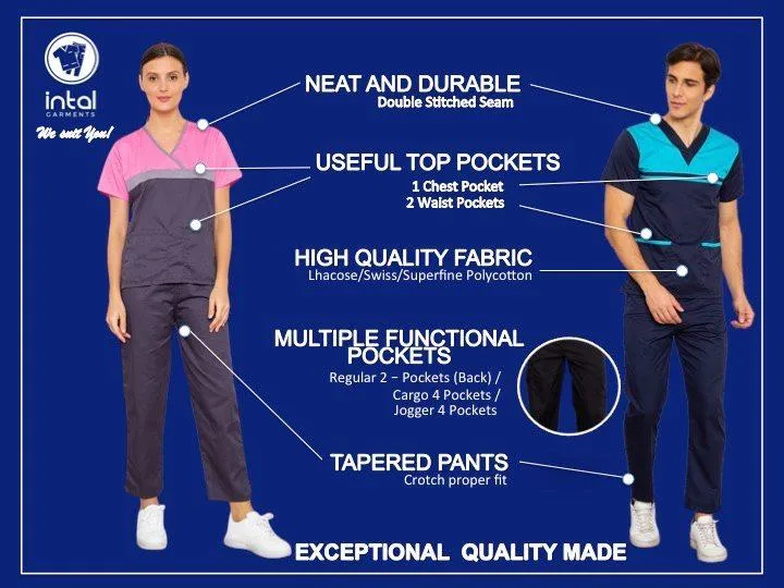 Scrub Suit 06B High Quality Medical Doctor Nurse Scrubsuit Cargo 6 Pocket Pants Unisex Scrubs (can now accept name embroidery)
