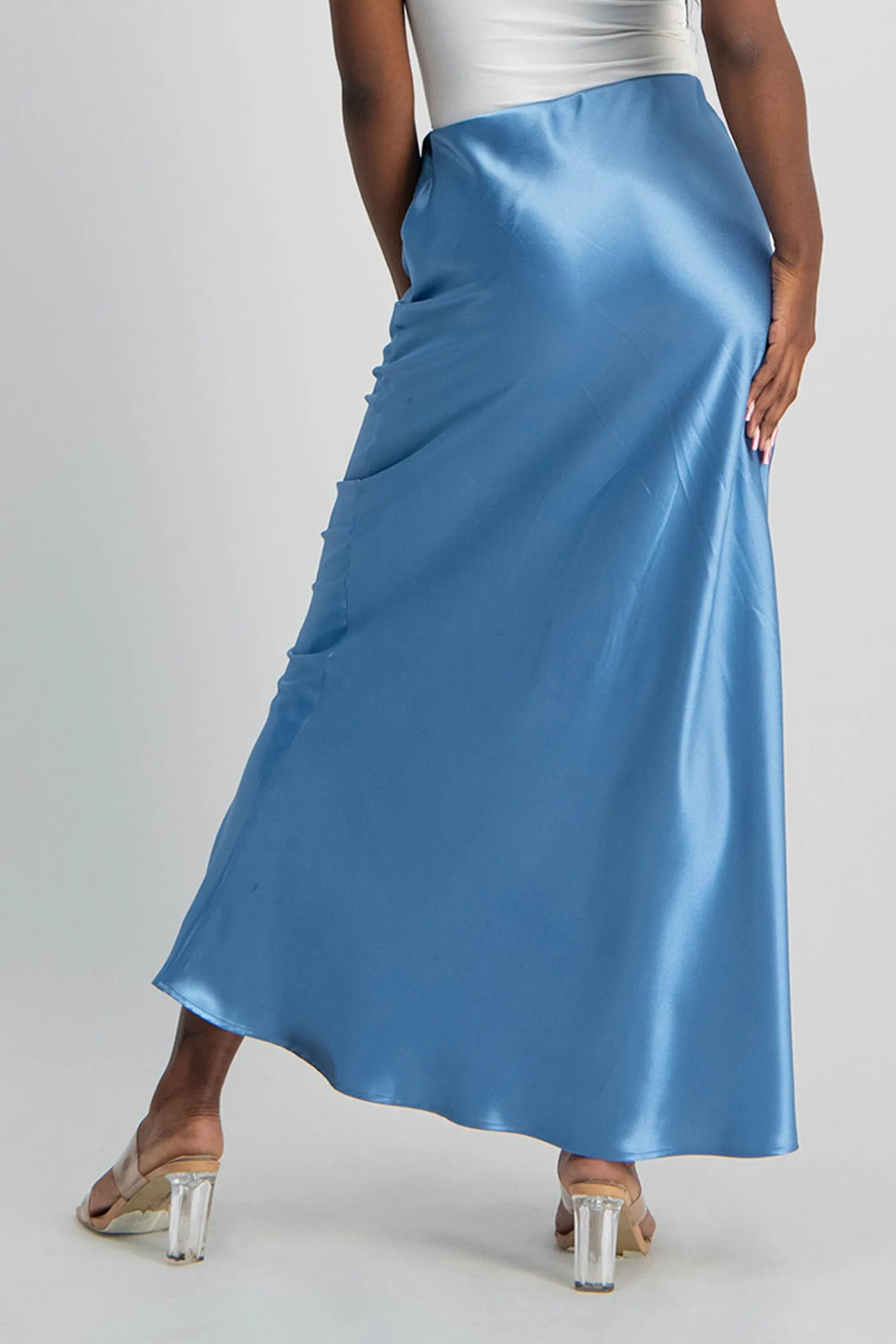 Shonda Satin Maxi Skirt - Blue