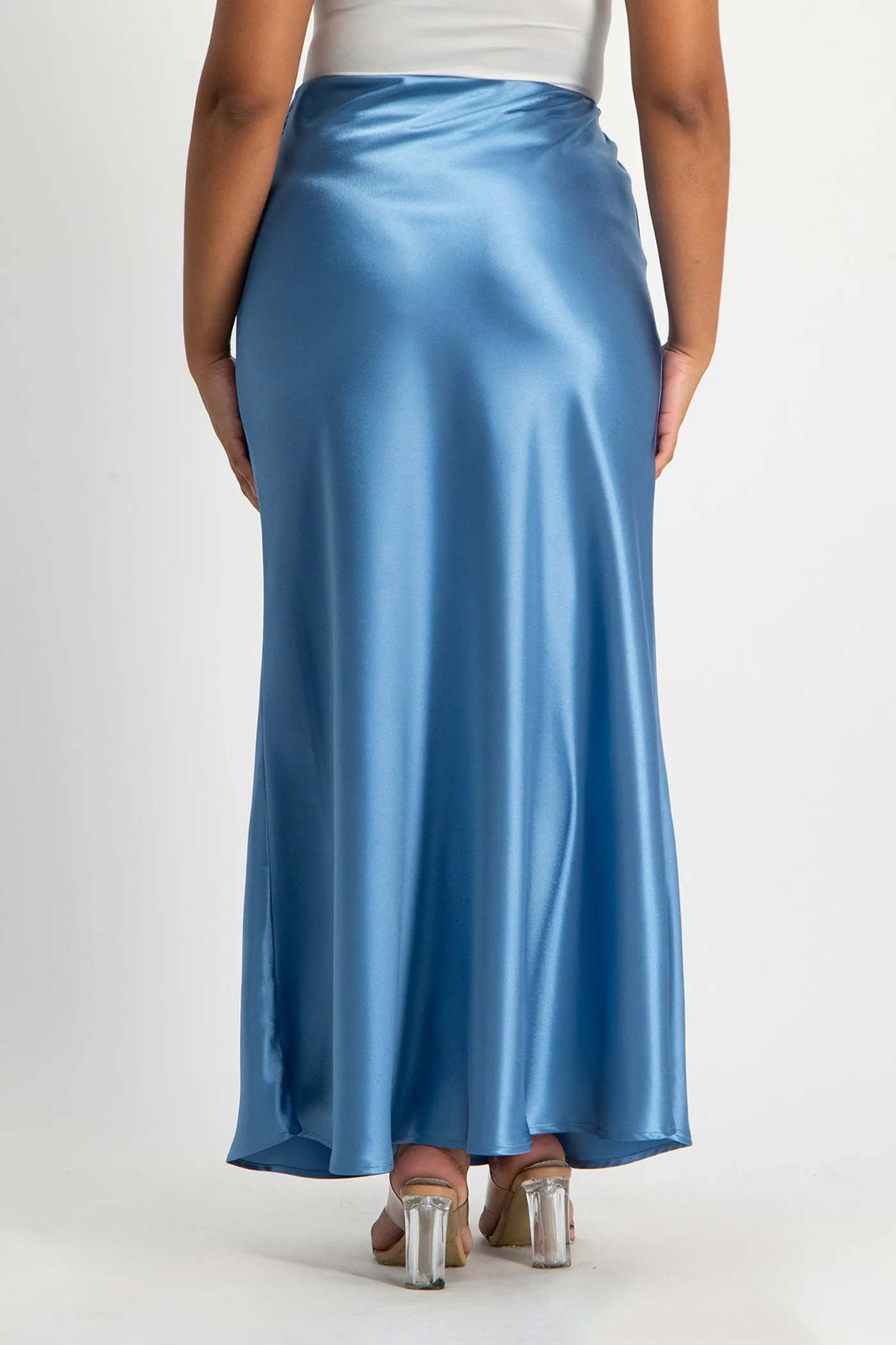 Shonda Satin Maxi Skirt - Blue