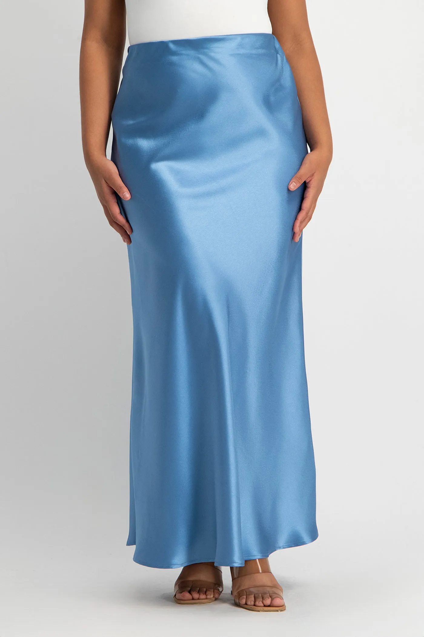Shonda Satin Maxi Skirt - Blue