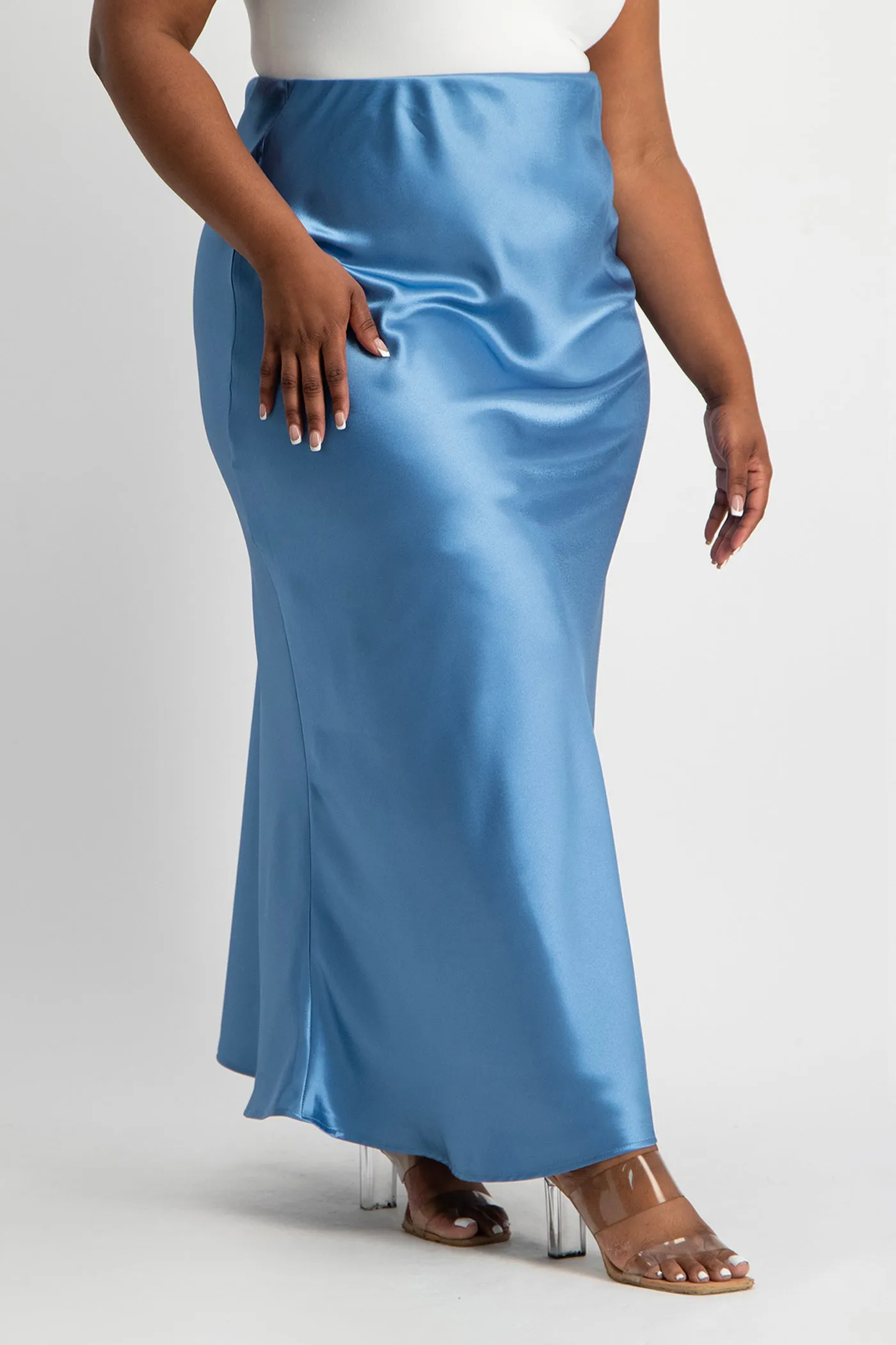 Shonda Satin Maxi Skirt - Blue