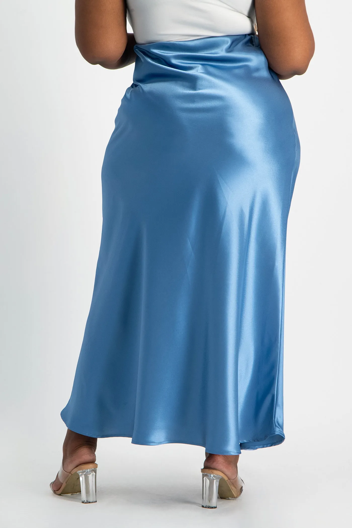 Shonda Satin Maxi Skirt - Blue