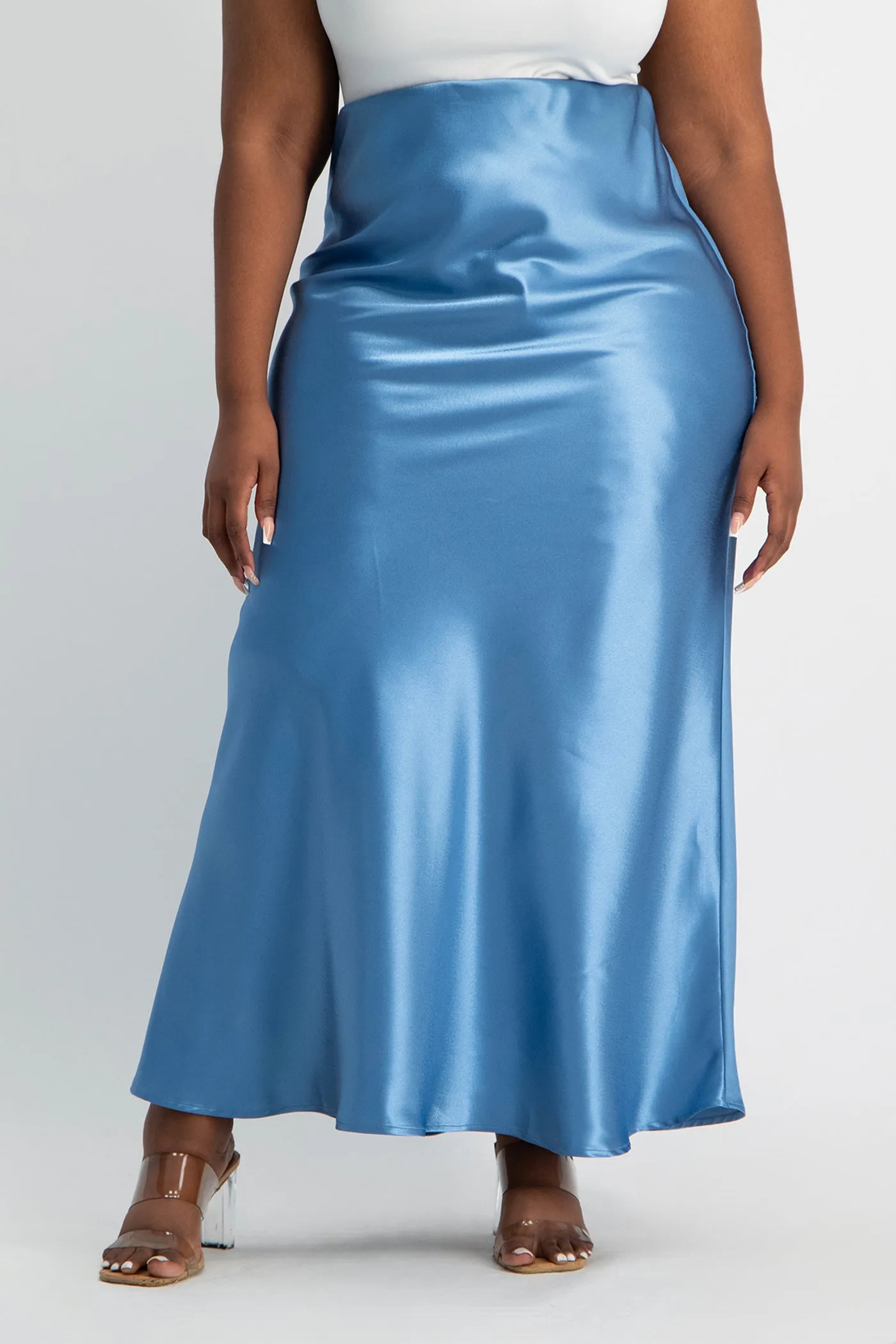 Shonda Satin Maxi Skirt - Blue