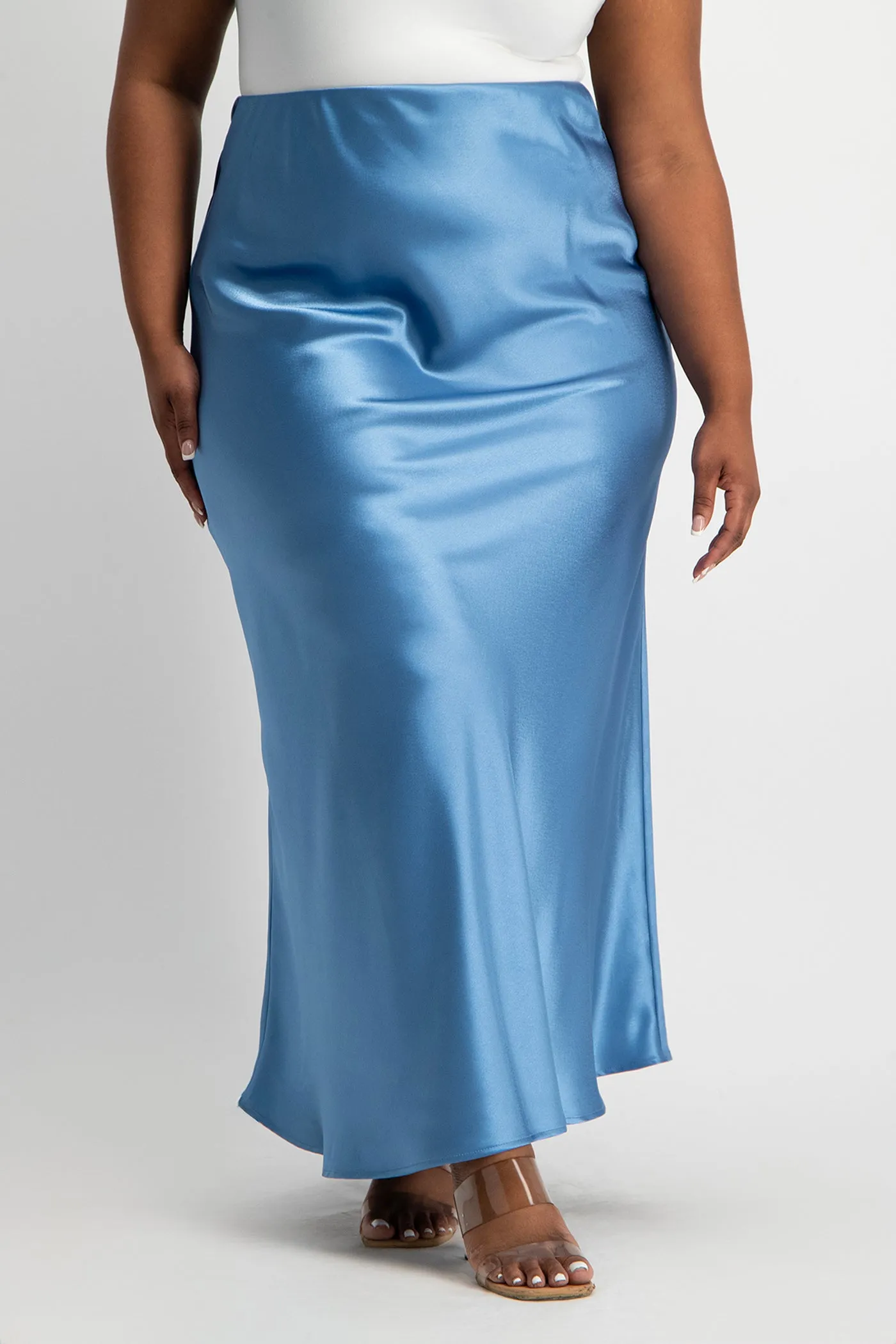 Shonda Satin Maxi Skirt - Blue
