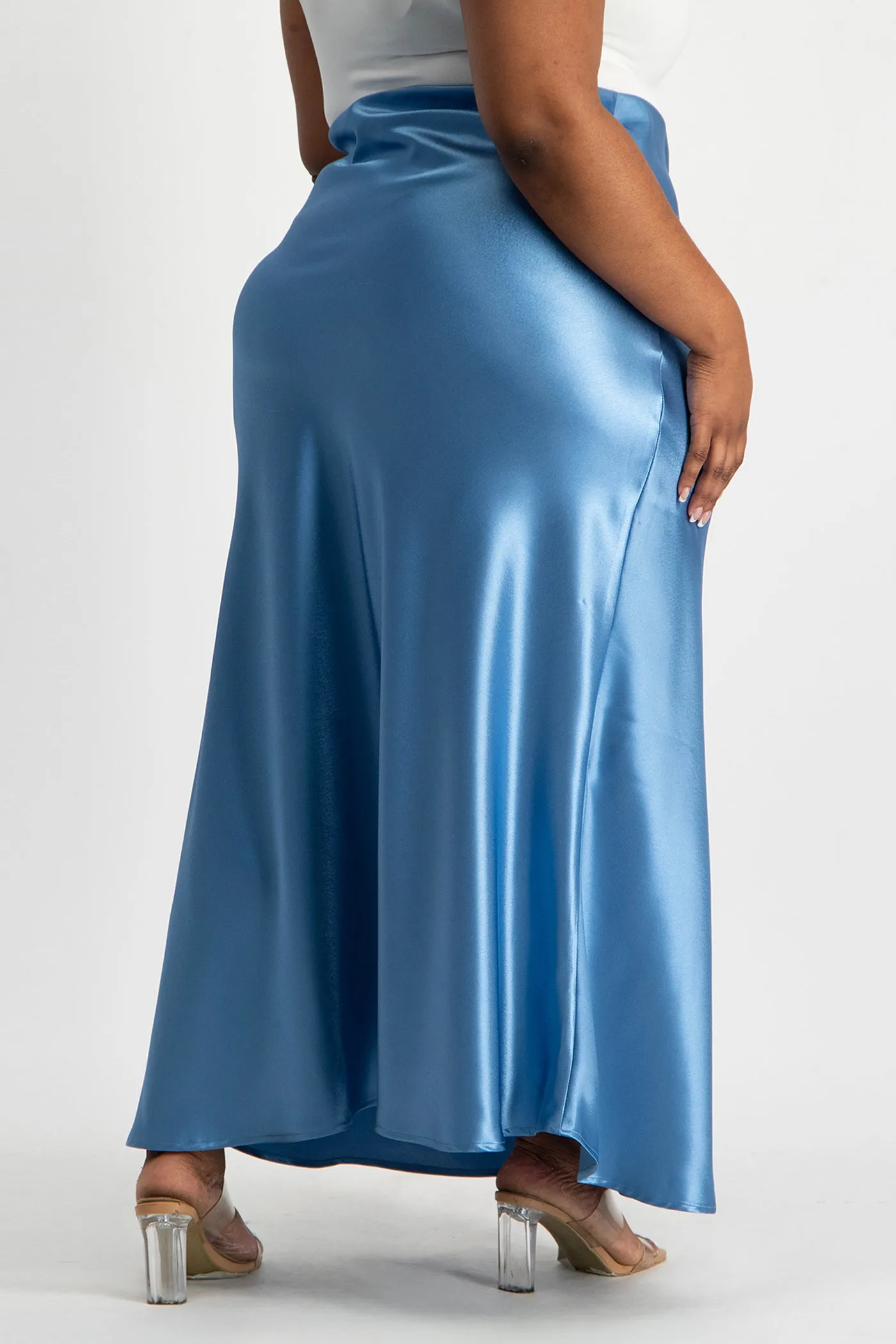 Shonda Satin Maxi Skirt - Blue