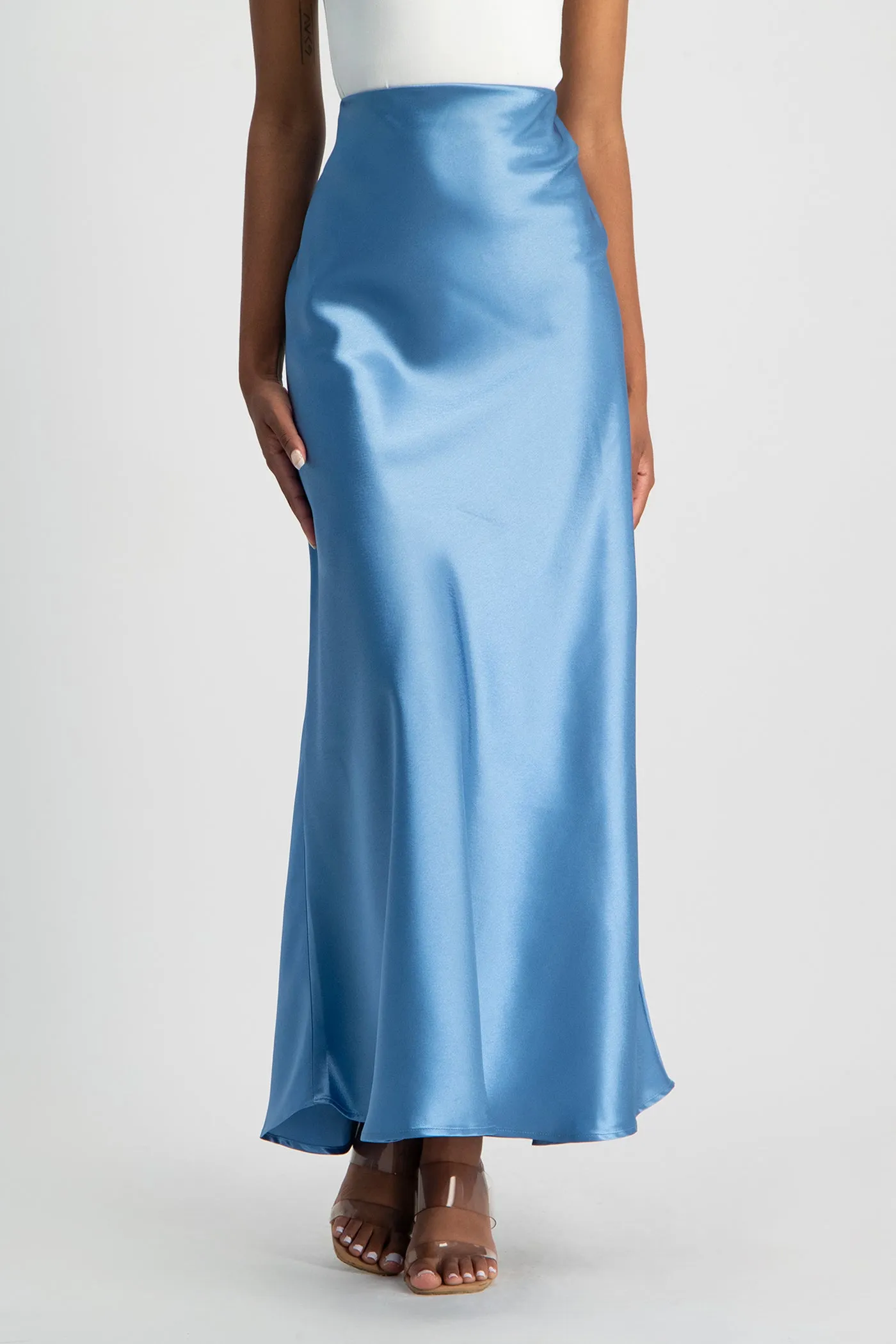 Shonda Satin Maxi Skirt - Blue