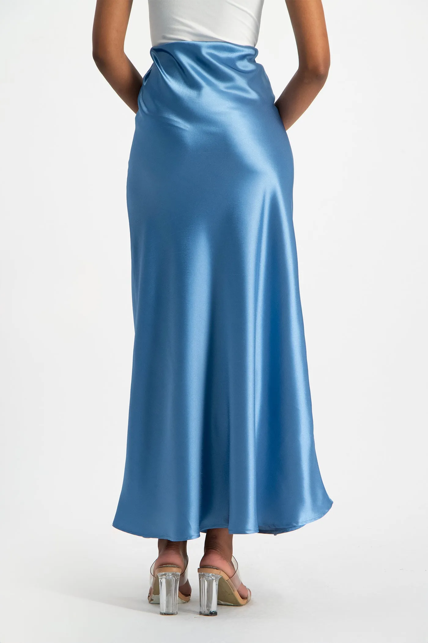 Shonda Satin Maxi Skirt - Blue