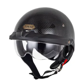 Sturgis Style DOT Helmet with Retractable UV Lens - Carbon Fiber