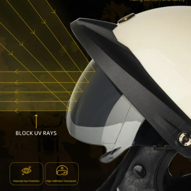 Sturgis Style DOT Helmet with Retractable UV Lens - Gloss Black