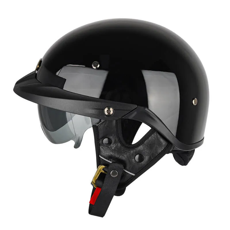 Sturgis Style DOT Helmet with Retractable UV Lens - Gloss Black