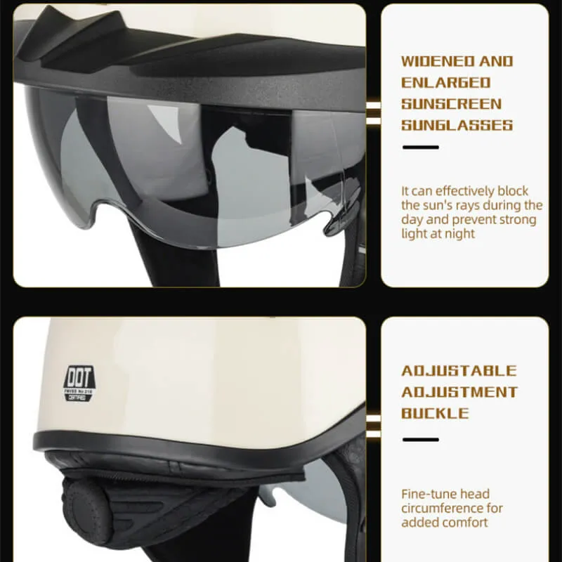 Sturgis Style DOT Helmet with Retractable UV Lens - Gloss Black