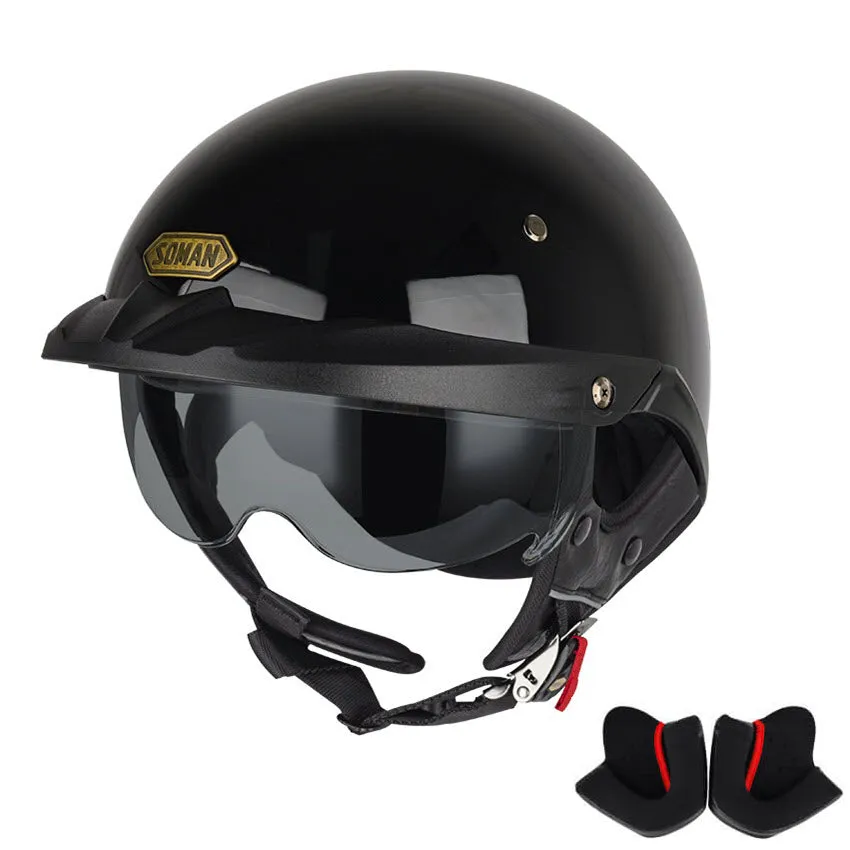 Sturgis Style DOT Helmet with Retractable UV Lens - Gloss Black